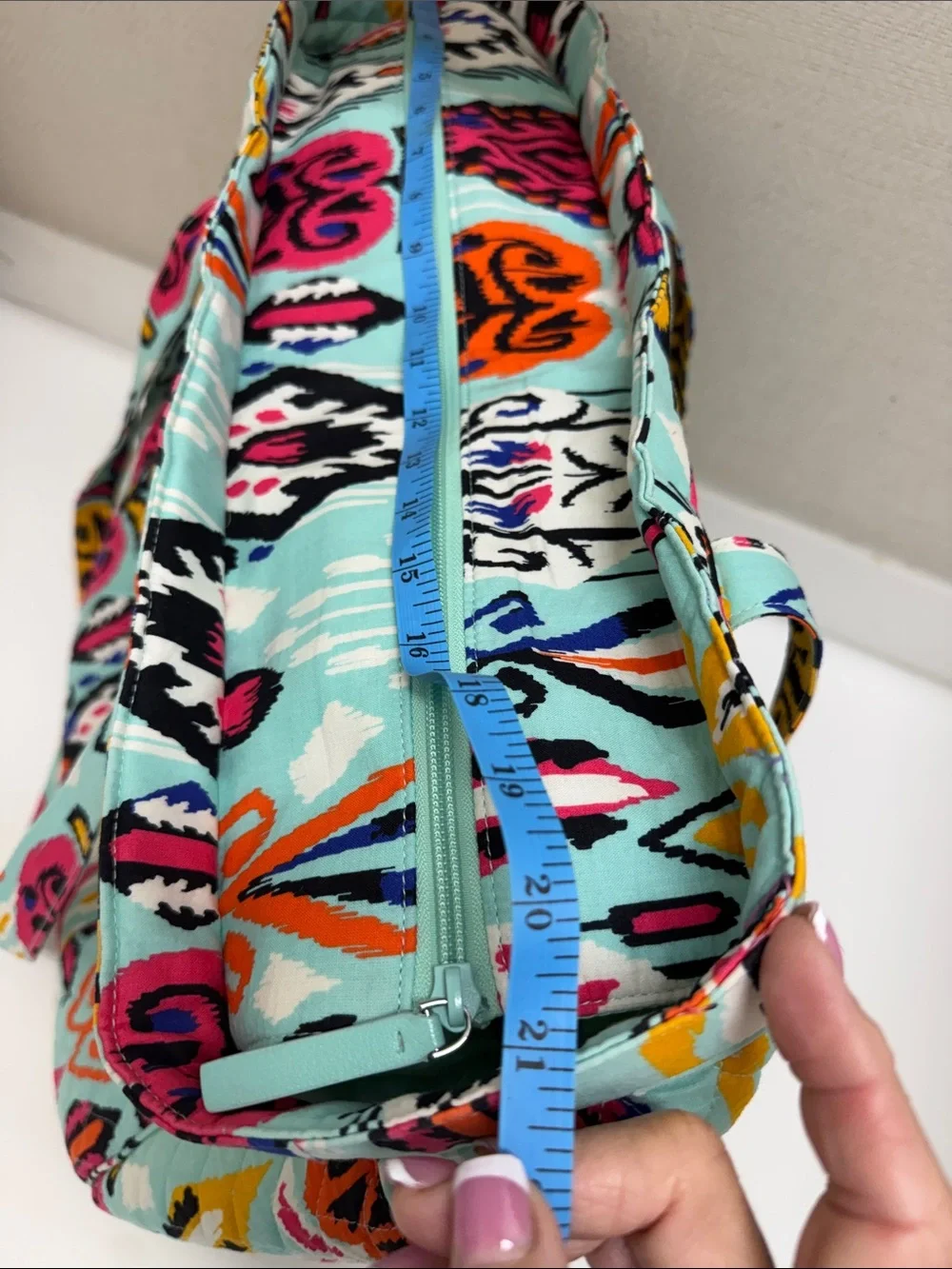 Vera Bradley Pueblo Vera Quilted Turquoise Patterned Tote Bag - Picture 10 of 11